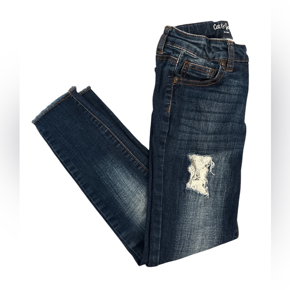 Cat & Jack Kids' Dark Blue Distressed Jeans